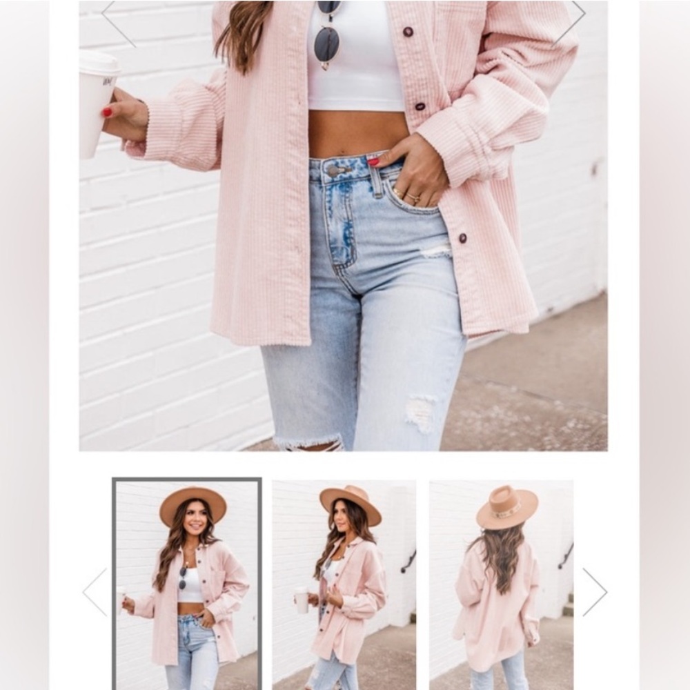 Pink Corduroy Shacket